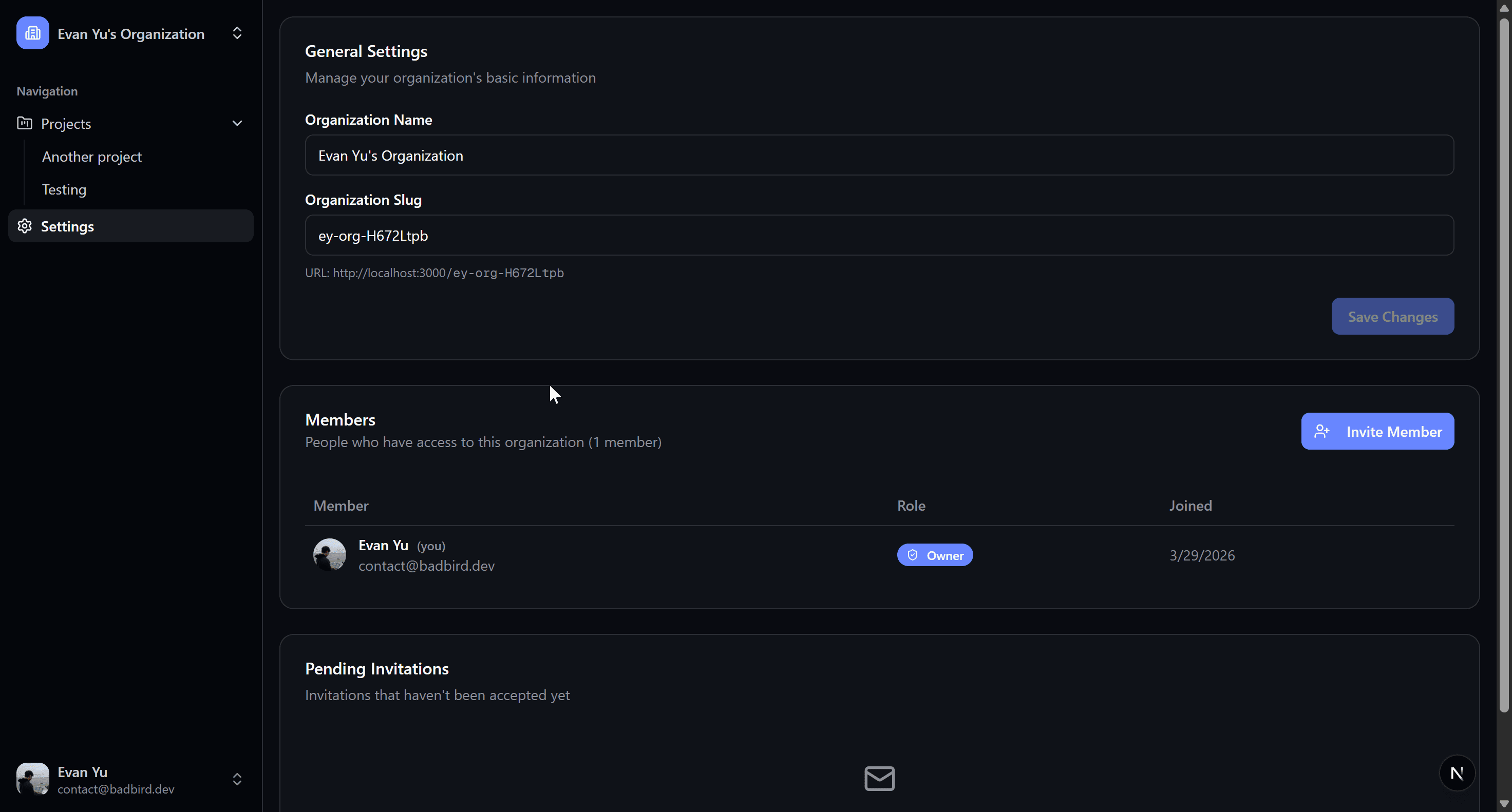 Org Settings